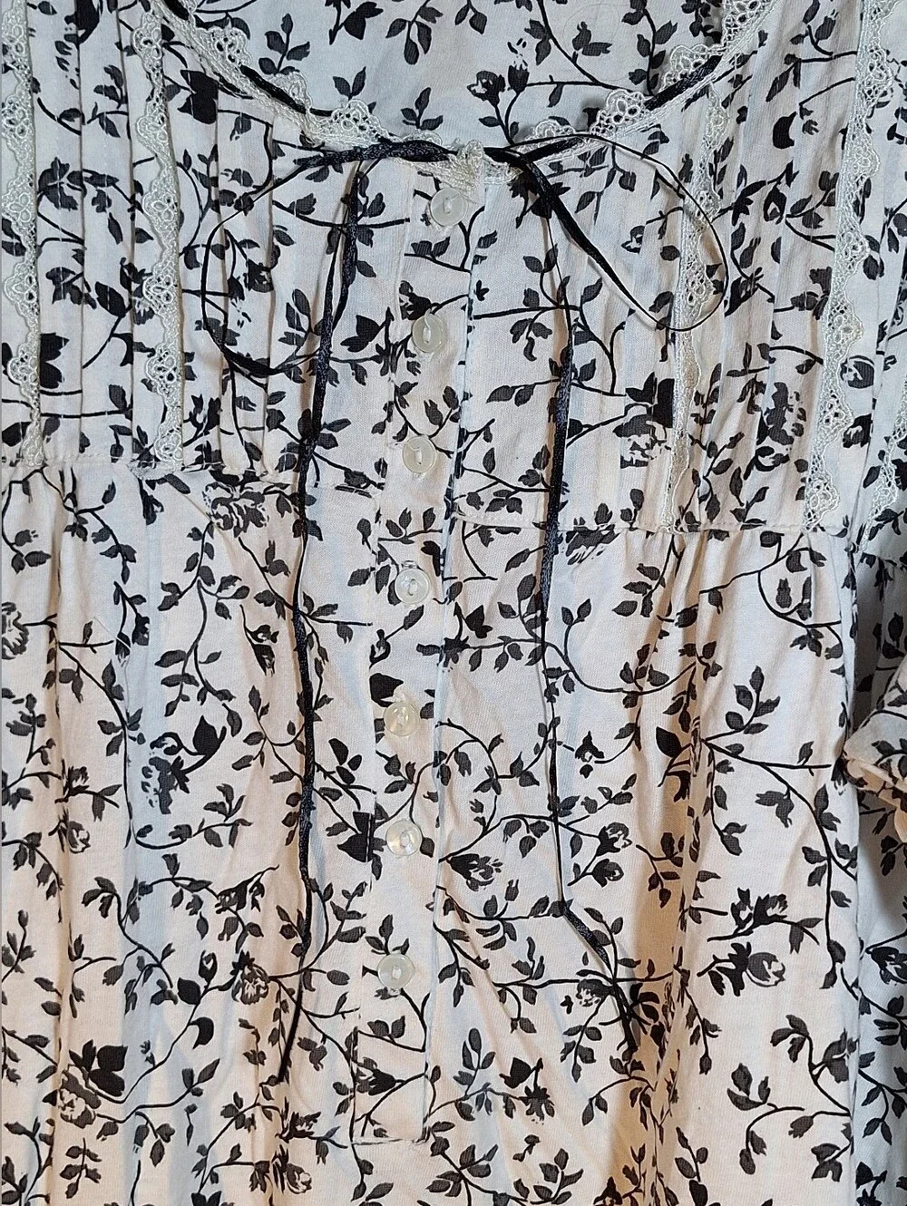 ONLY NECESSITIES White and Black Floral Sleep Dress